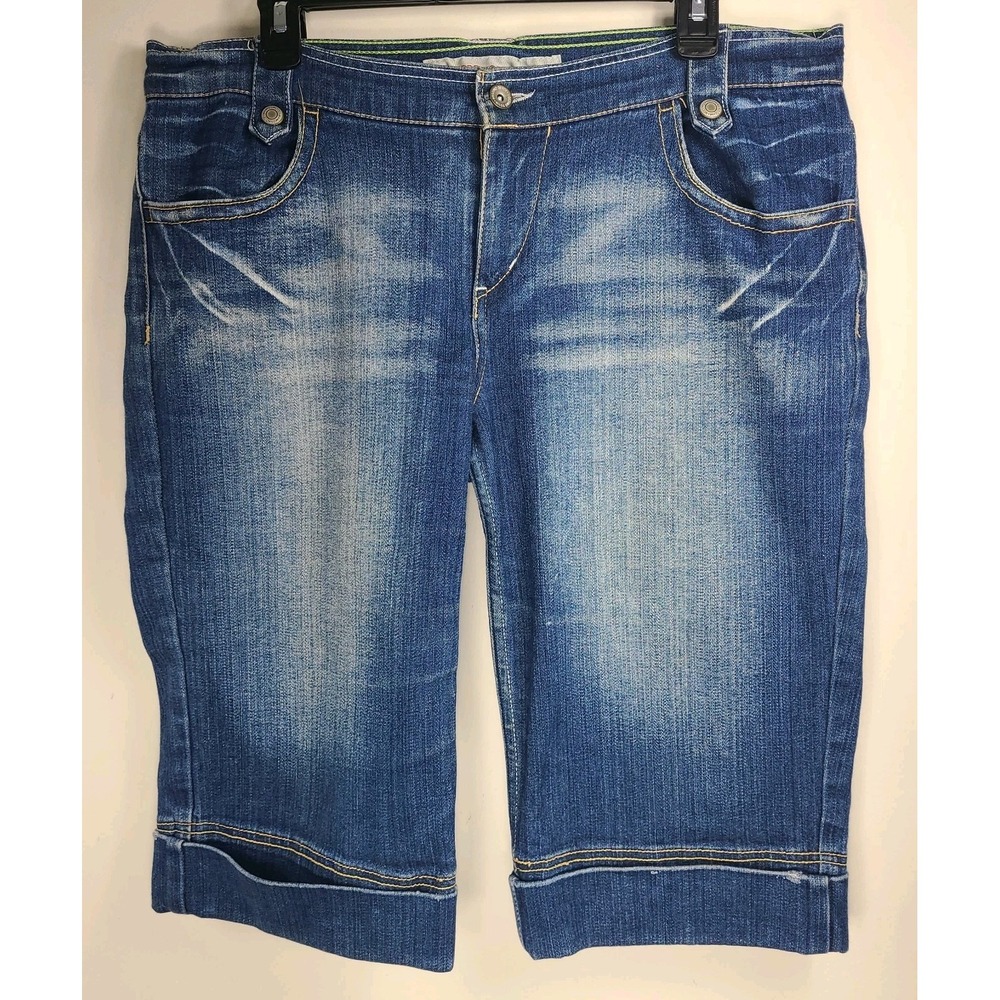 Mossimo Women's Denim Bermuda Shorts Size 15 Blue Stretch Cuffed Jean Shorts